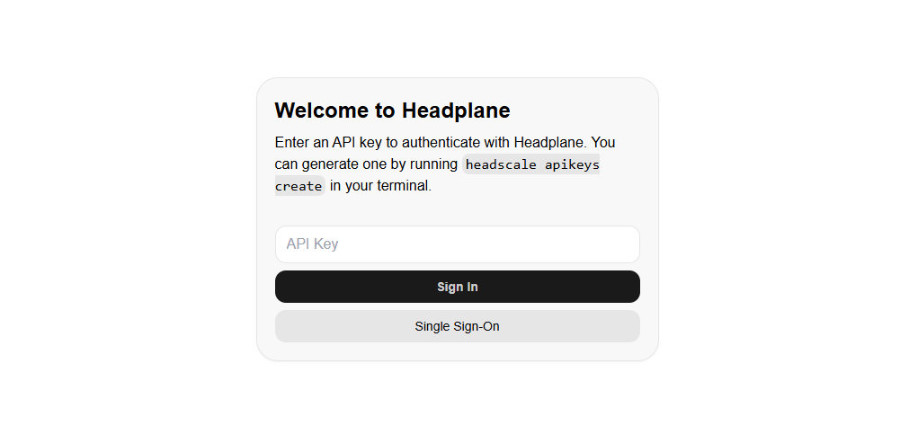 Landing page de Headplane